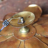 Vintage ceiling light in gilded metal, flower-shaped.