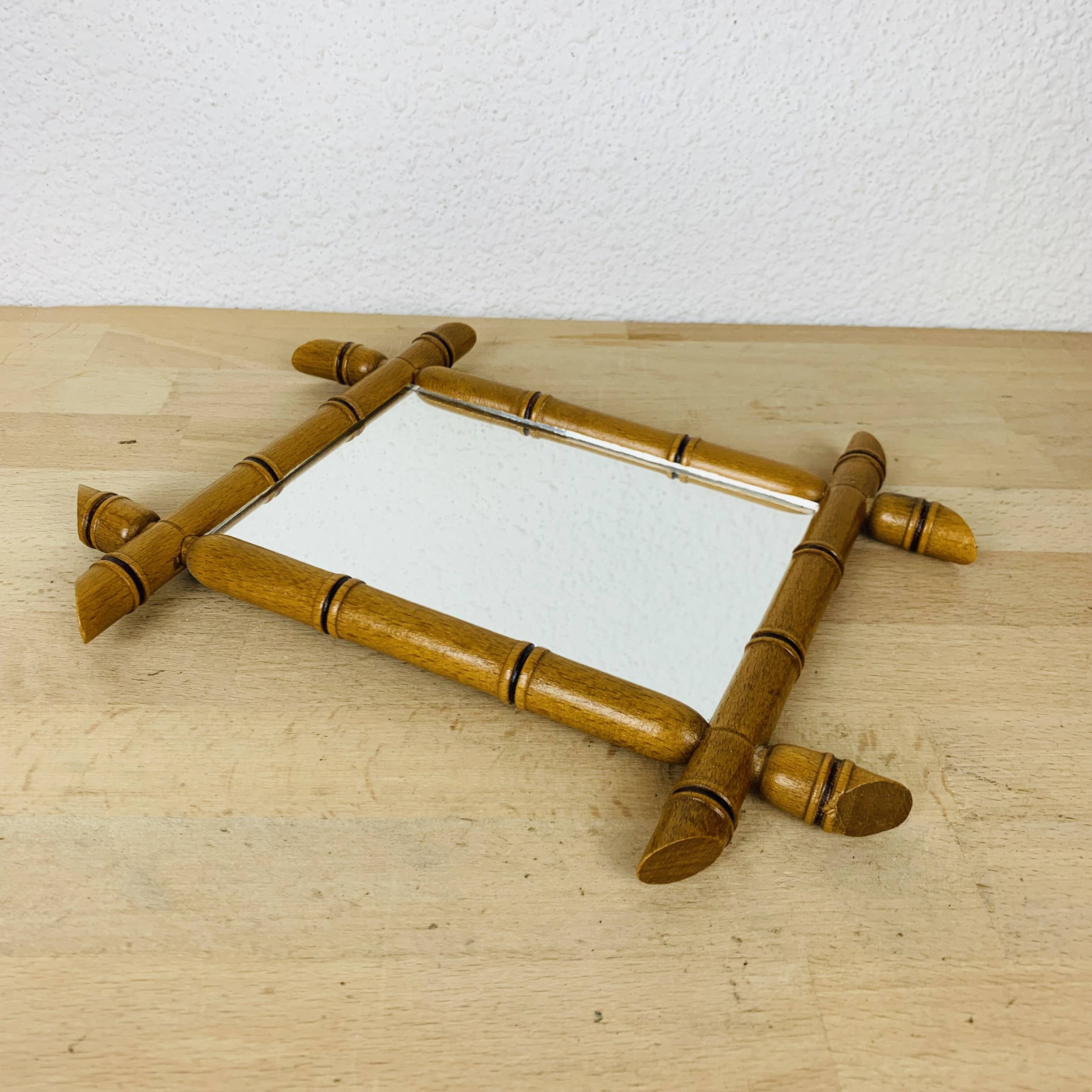 Vintage bamboo effect wood mirror