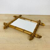 Vintage bamboo effect wood mirror