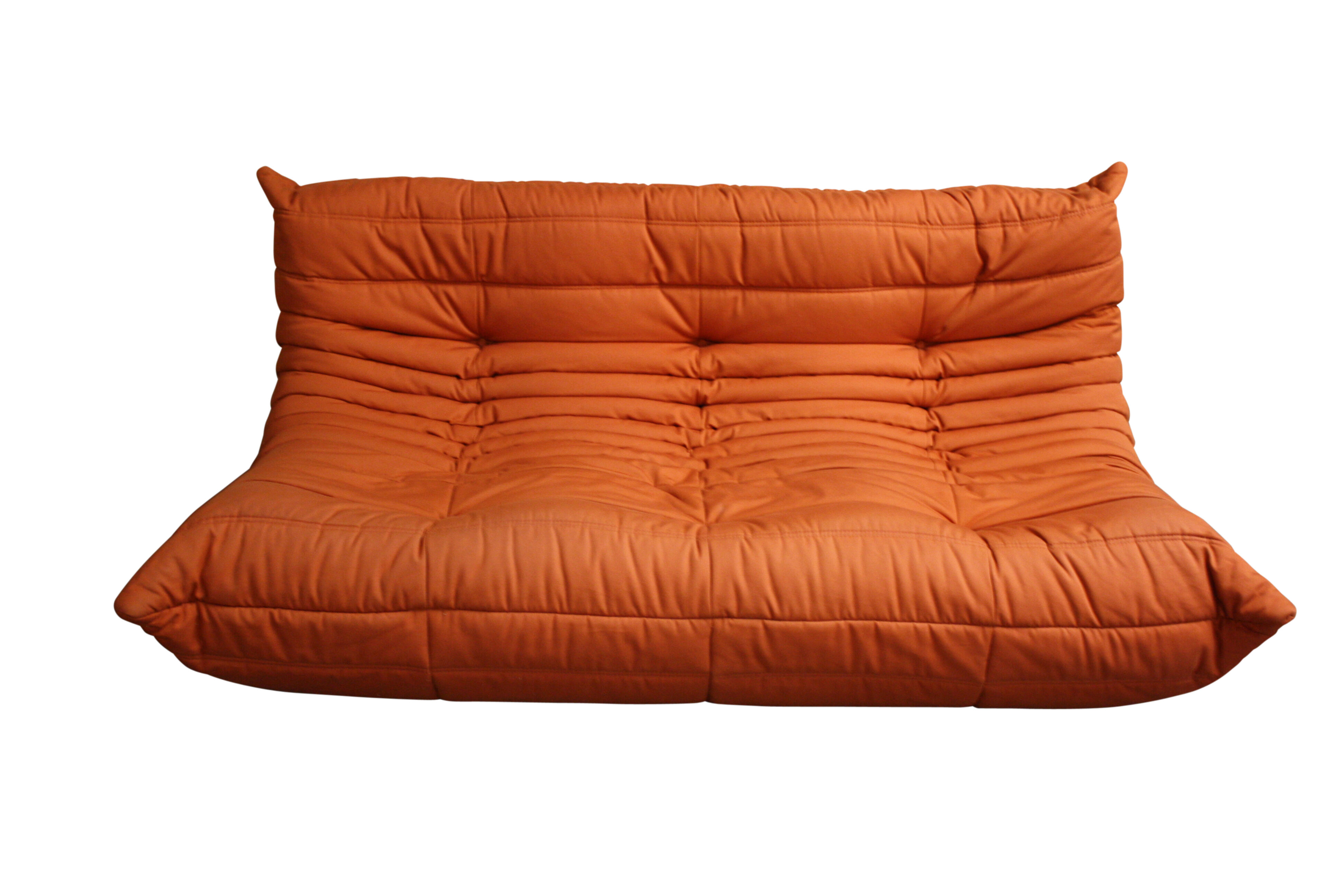Modular 3 piece orange sofa by Michel Ducaroy for Ligne Roset