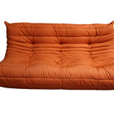 Modular 3 piece orange sofa by Michel Ducaroy for Ligne Roset
