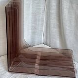 Vintage 1970s smoked Plexiglas vinyl record shelf unit