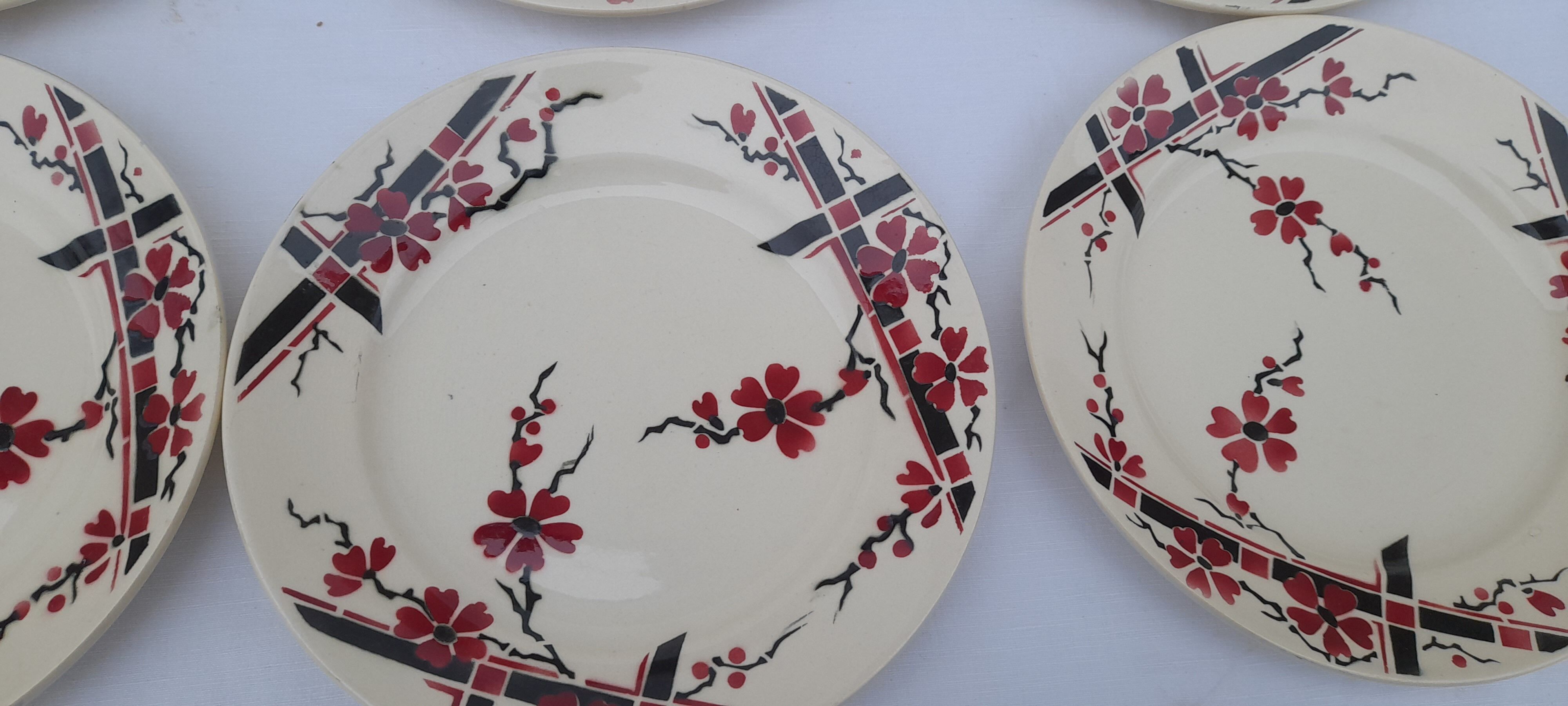 5 earthenware dessert plates Moulin des loups & Hamage model Bagatelle diam 21.5 cm