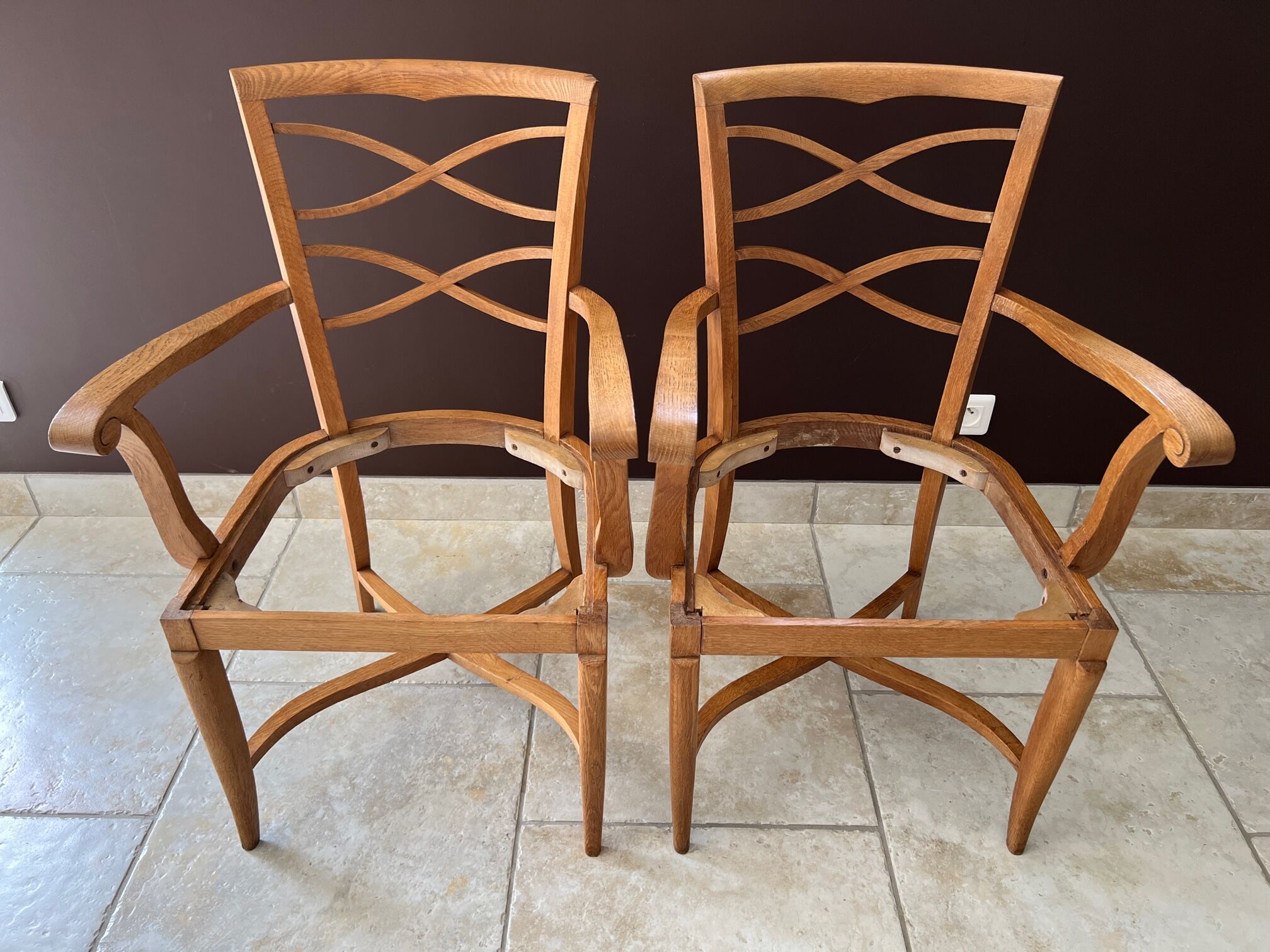 Paire de fauteuils Baptistin Spade 1940 en chêne clair