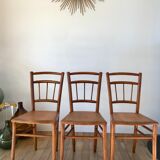 Set of 3 Luterma bistro chairs in beech wood effect canning 40s