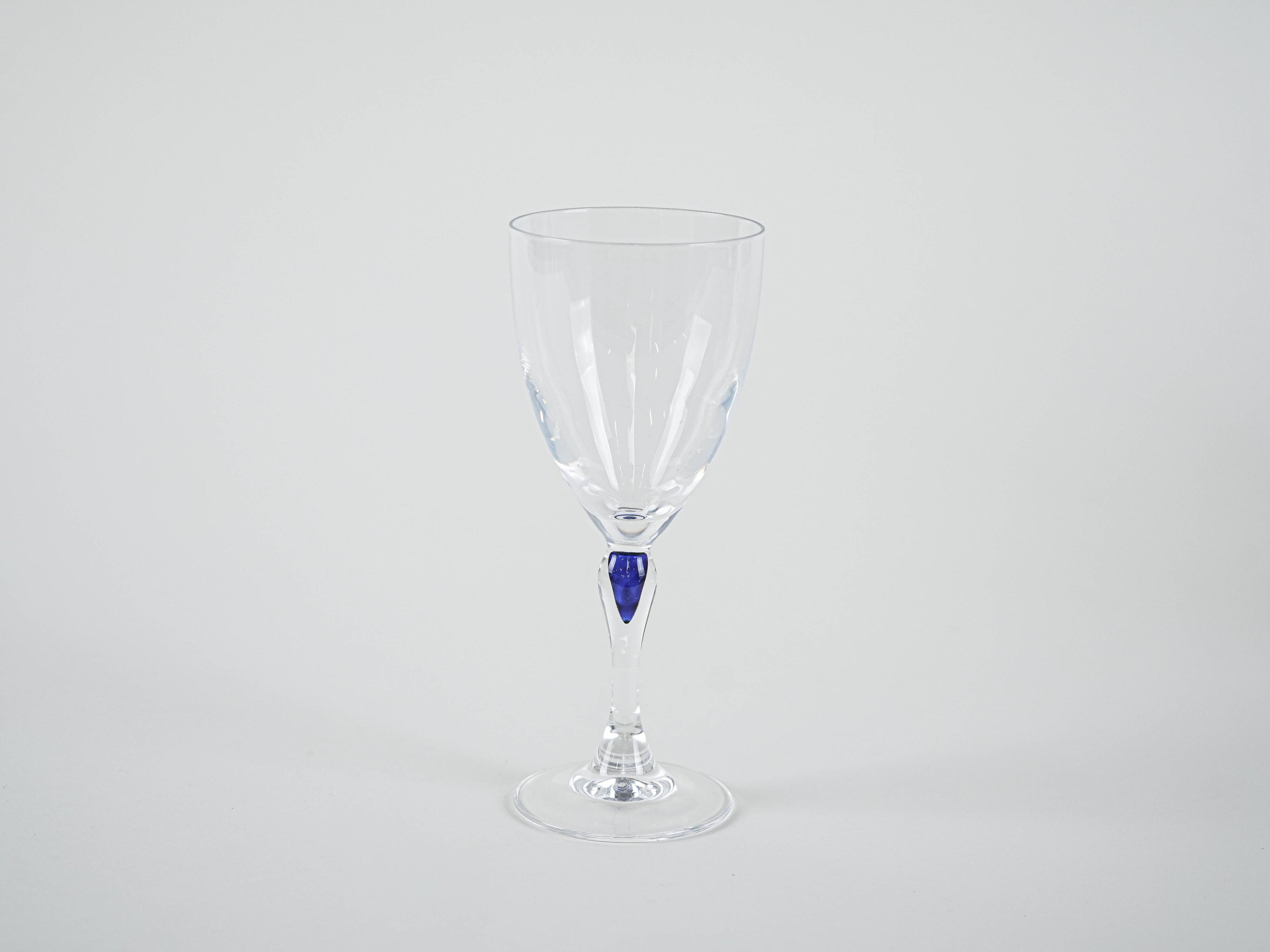 The set of Venise Saphir glasses, French design, 1970s, manufactured by Cri
