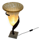 Large Jugendstil floor / table lamps, Roberto Galli, stone base with Italian glass shade