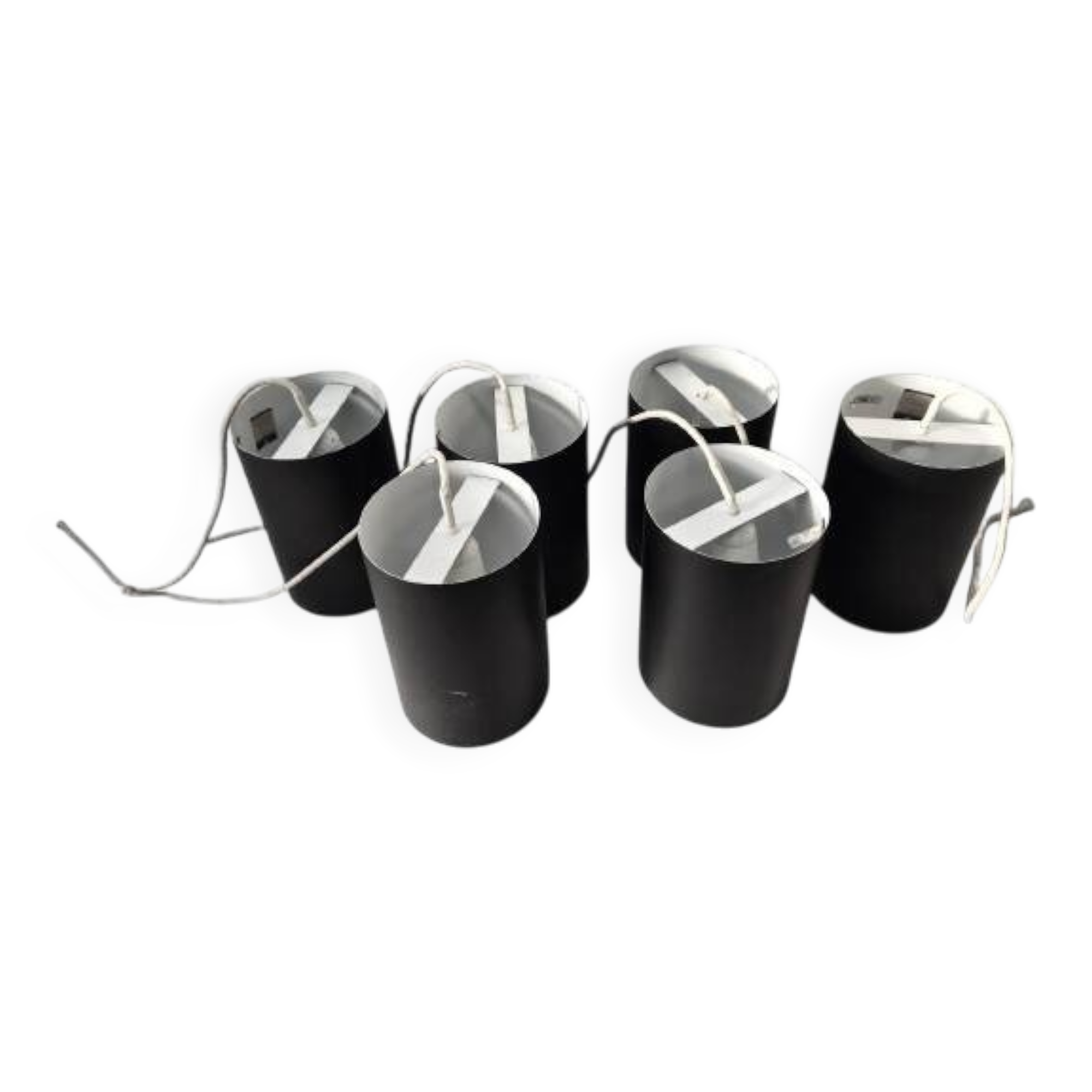 6 Louis Poulsen "pipe" pendant lights, 1960s, lacquered steel