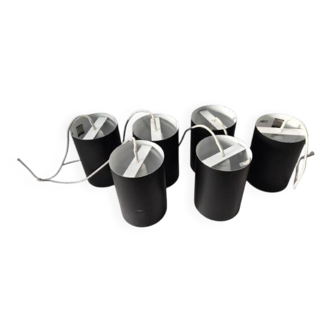 6 Louis Poulsen "pipe" pendant lights, 1960s, lacquered steel