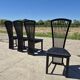 Set 4 postmodern black lacquer dining chairs 1980s