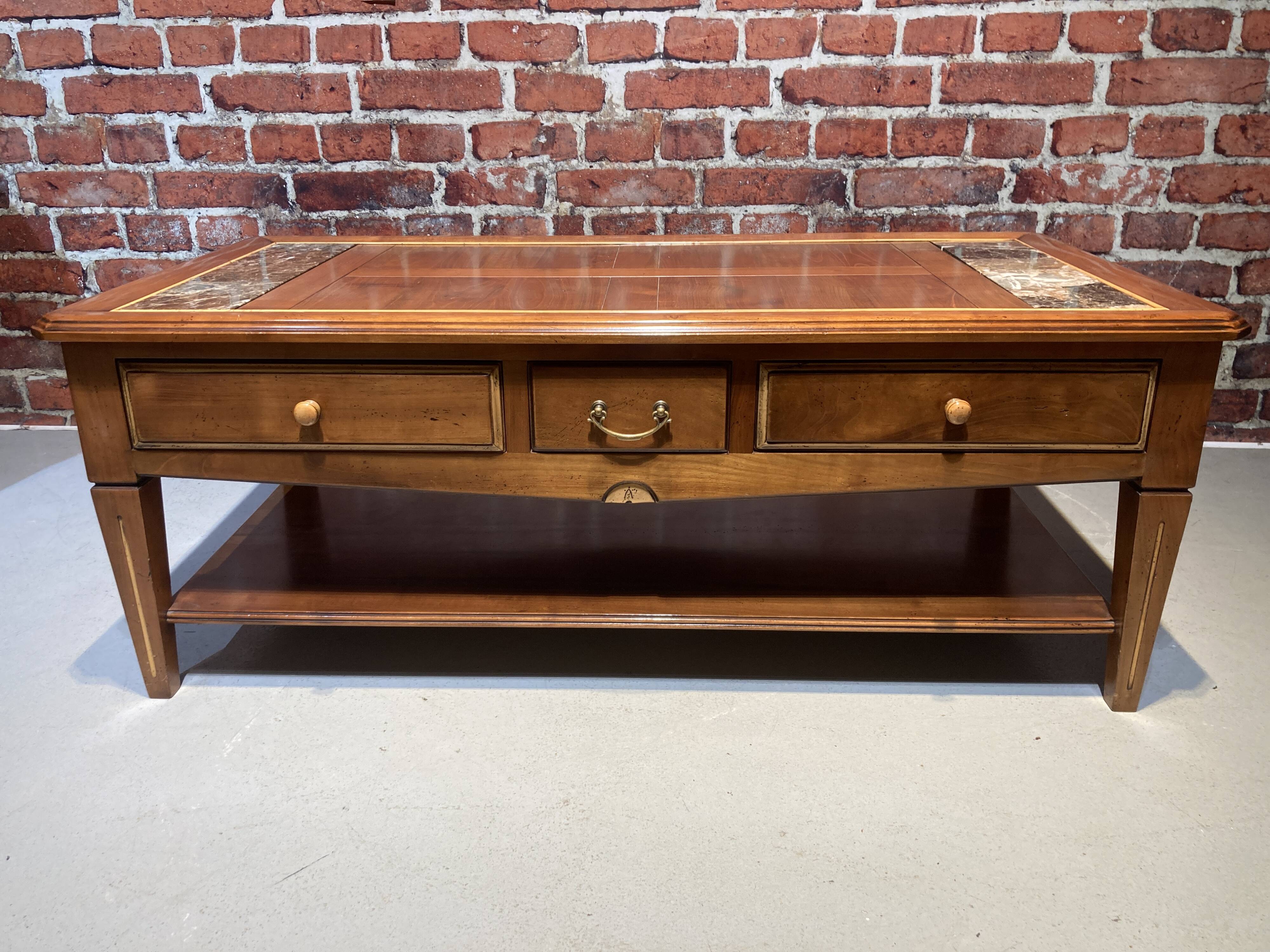 Wood and marble coffee table