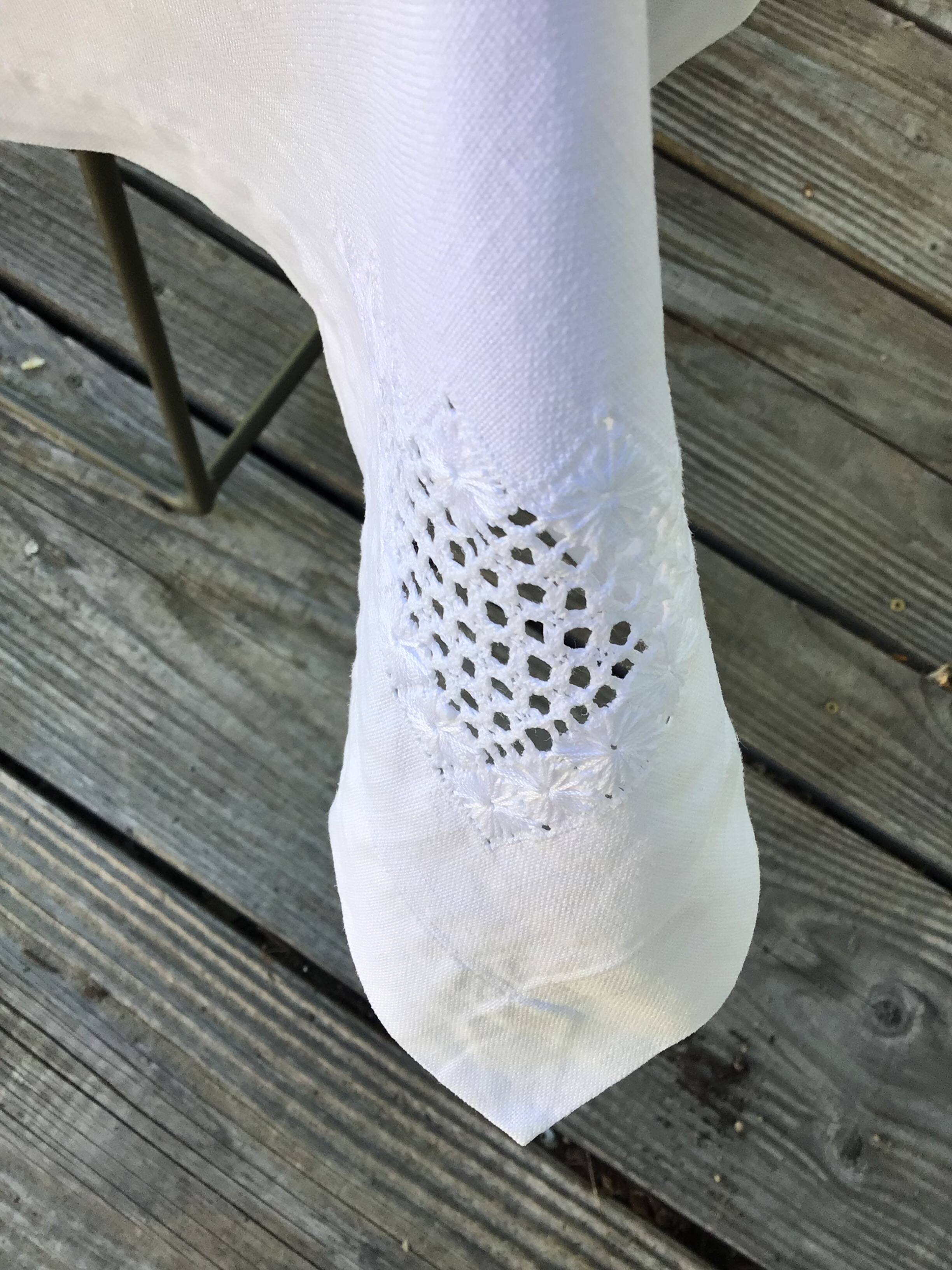 Nappe rectangulaire motif ajouré brodé