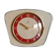 Clock formica vintage wall clock silent trapeze "Jaz yellow red"