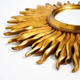Mid Century Sunburst Kovex wall mirror made of wood and resin - gold plated