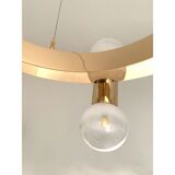 Annular chandelier with gradient white spheres