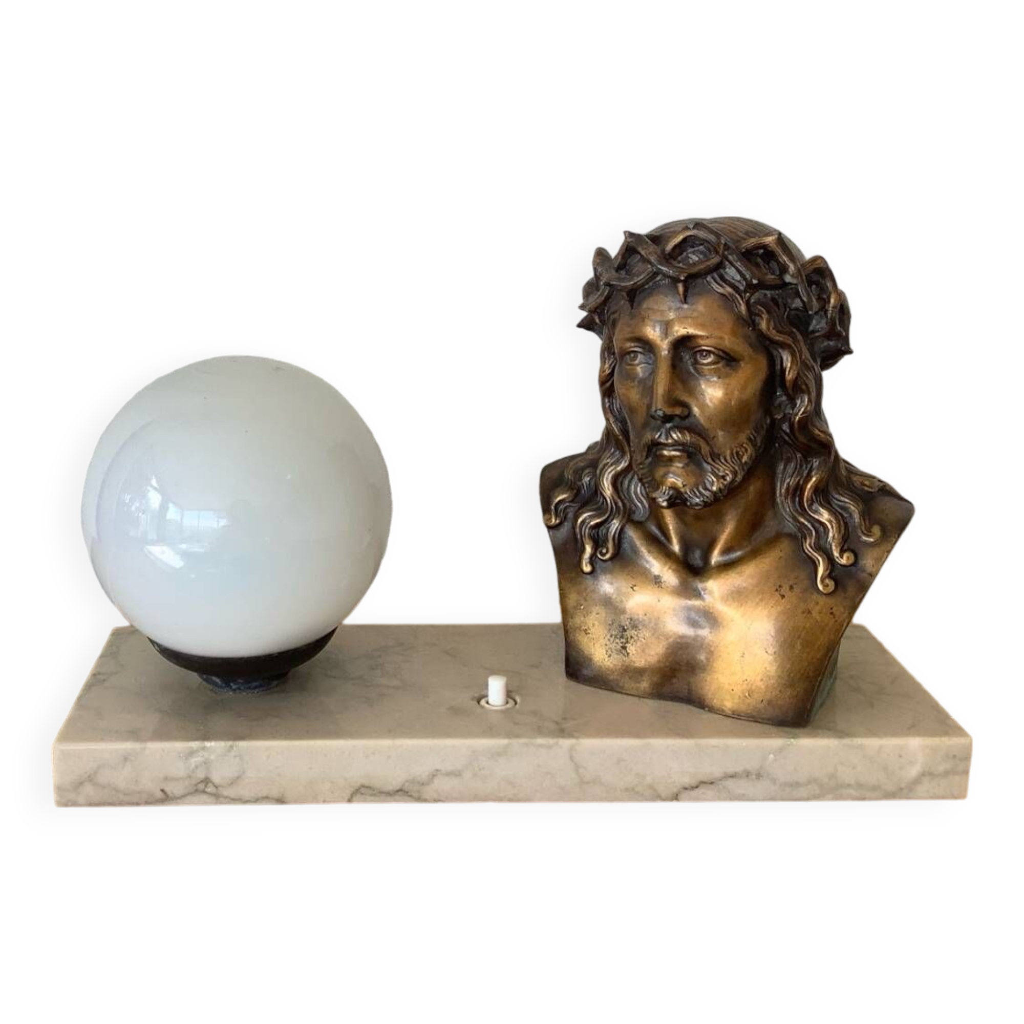 Christ bronze lamp signed L. Artaux