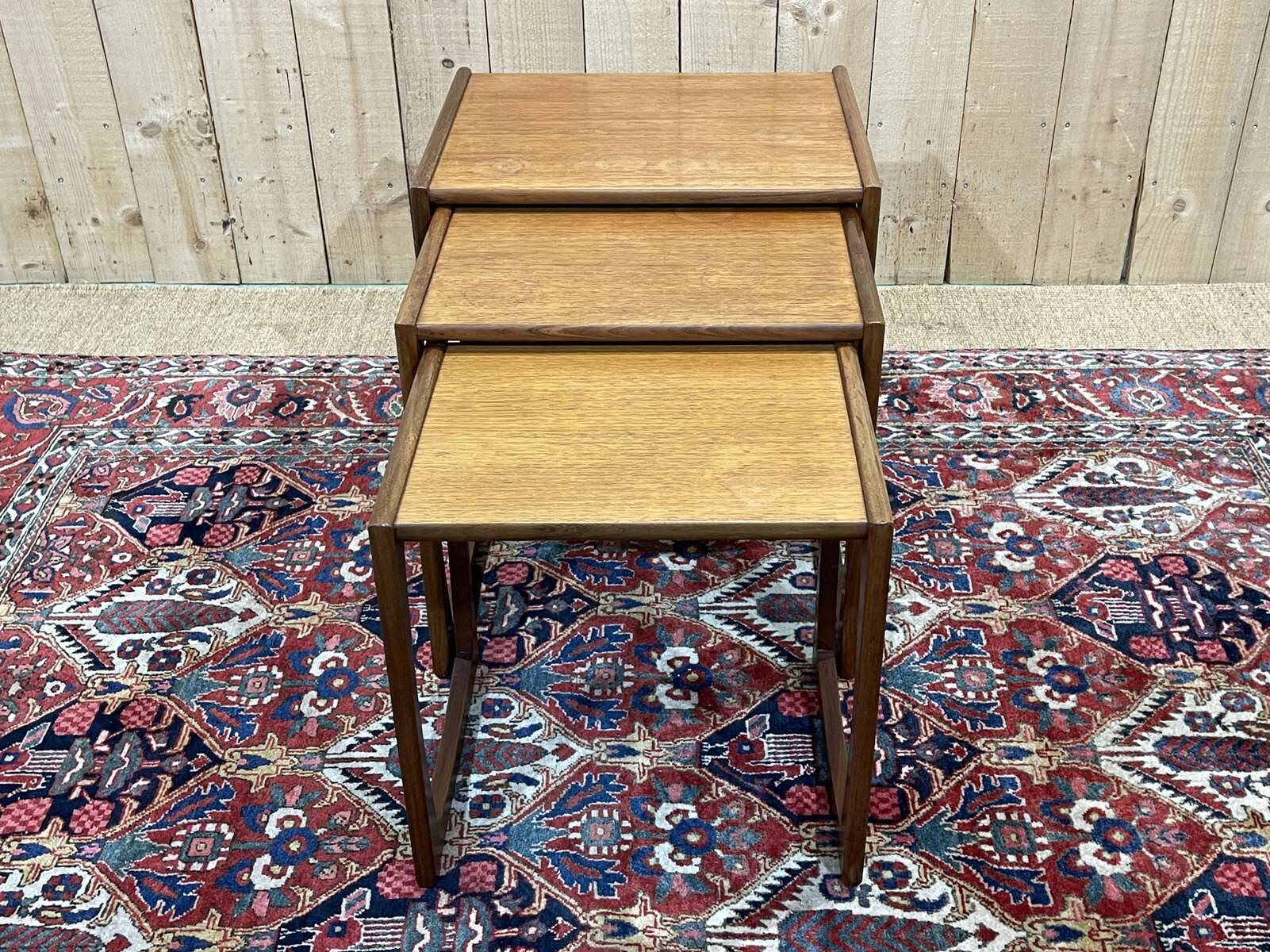Set of 3 teak nesting tables from the GPlan brand from the 1970s