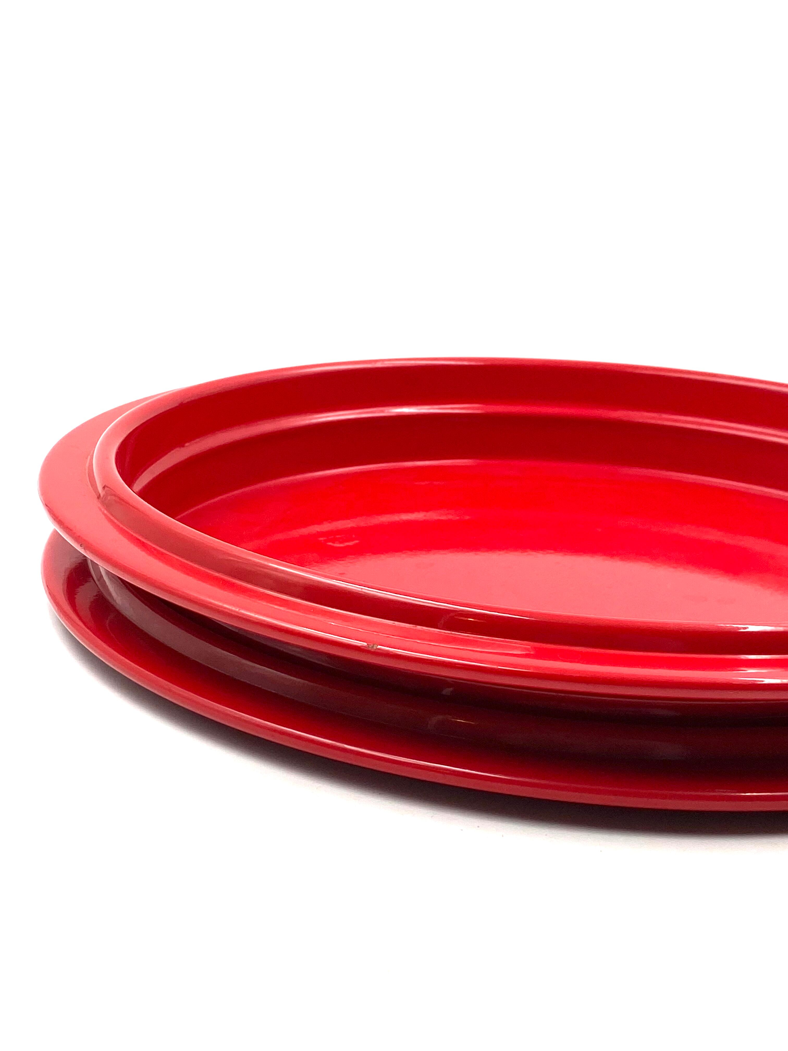 Gianfranco Frattini, red tray, Progetti Italy, 1970s