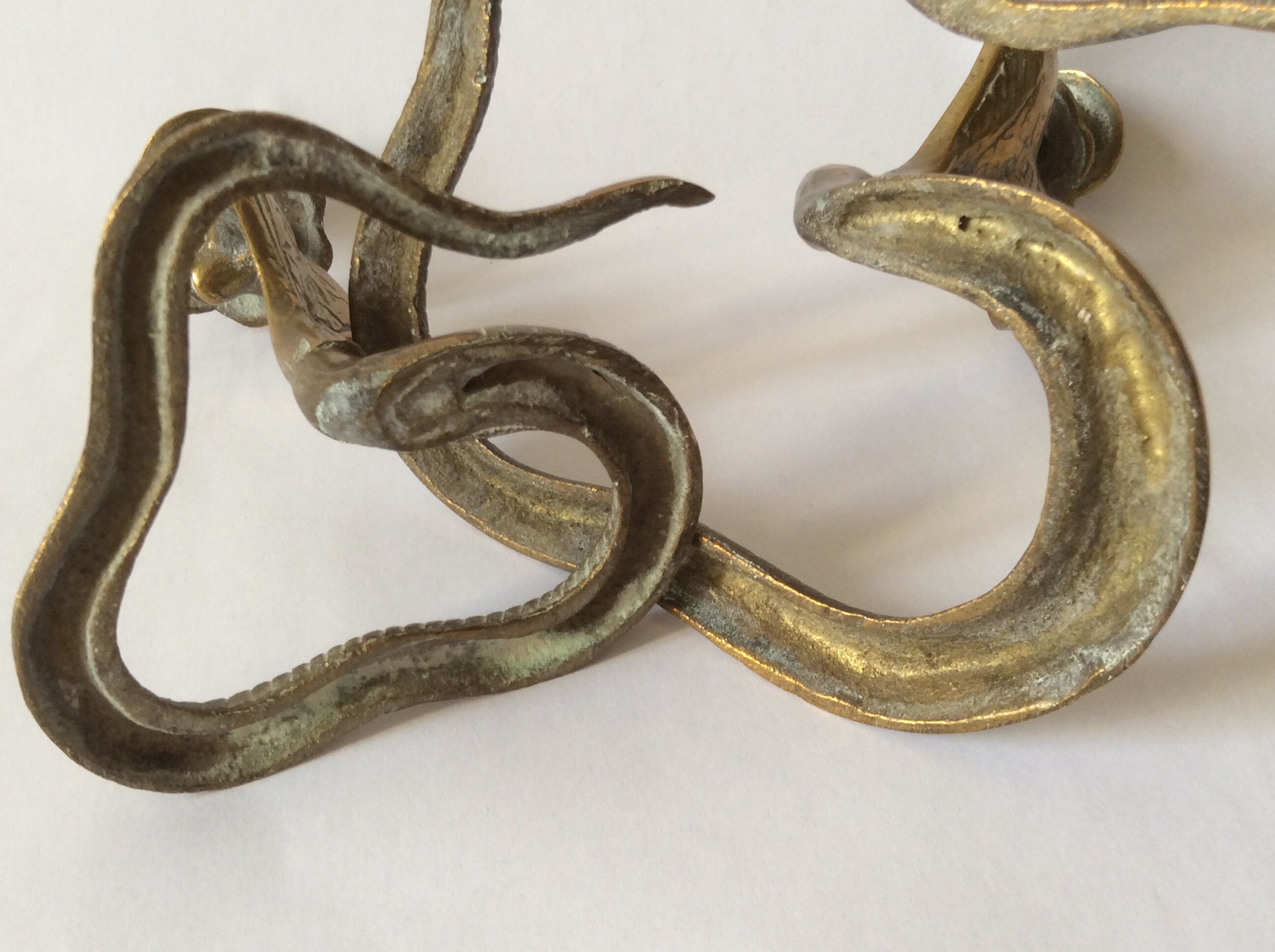 Two zoomorphic brass cobra snake candlesticks