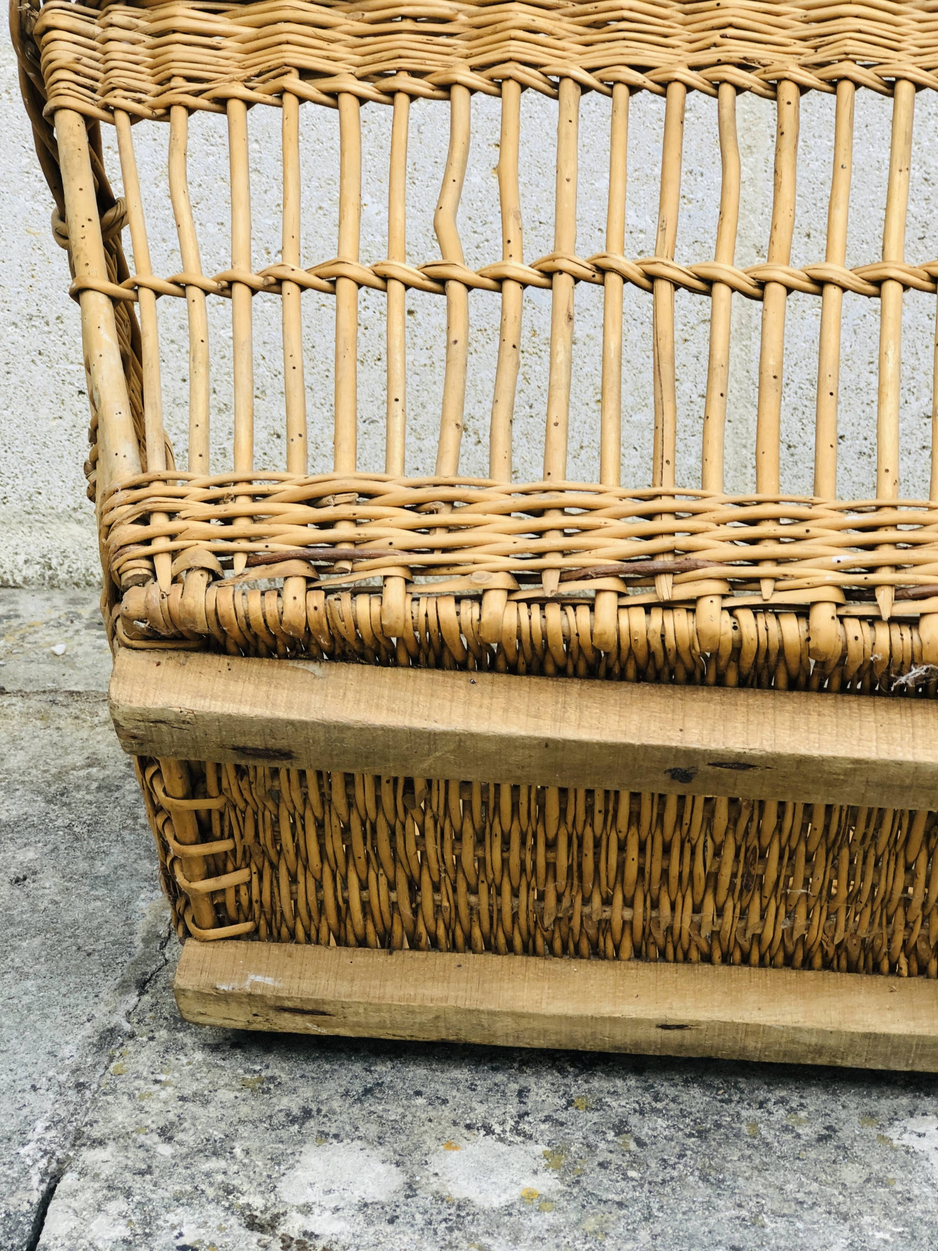 Braided wicker laundry basket