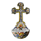 Old benitier in faience of rouen sign lisieux handmade 1198