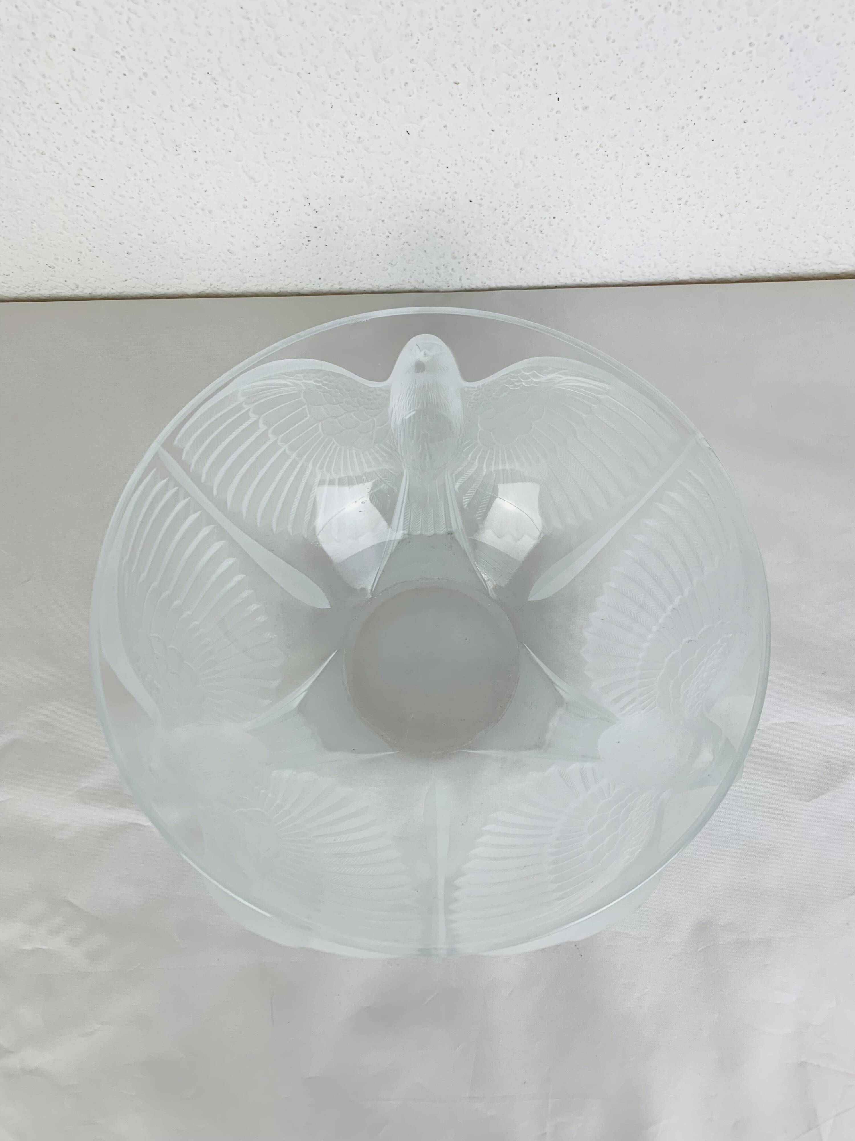 JG Durand Art Deco style crystal bird salad bowl