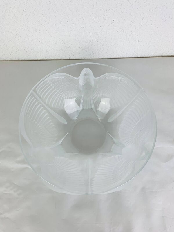Saladier cristal aux oiseaux style art déco JG Durand