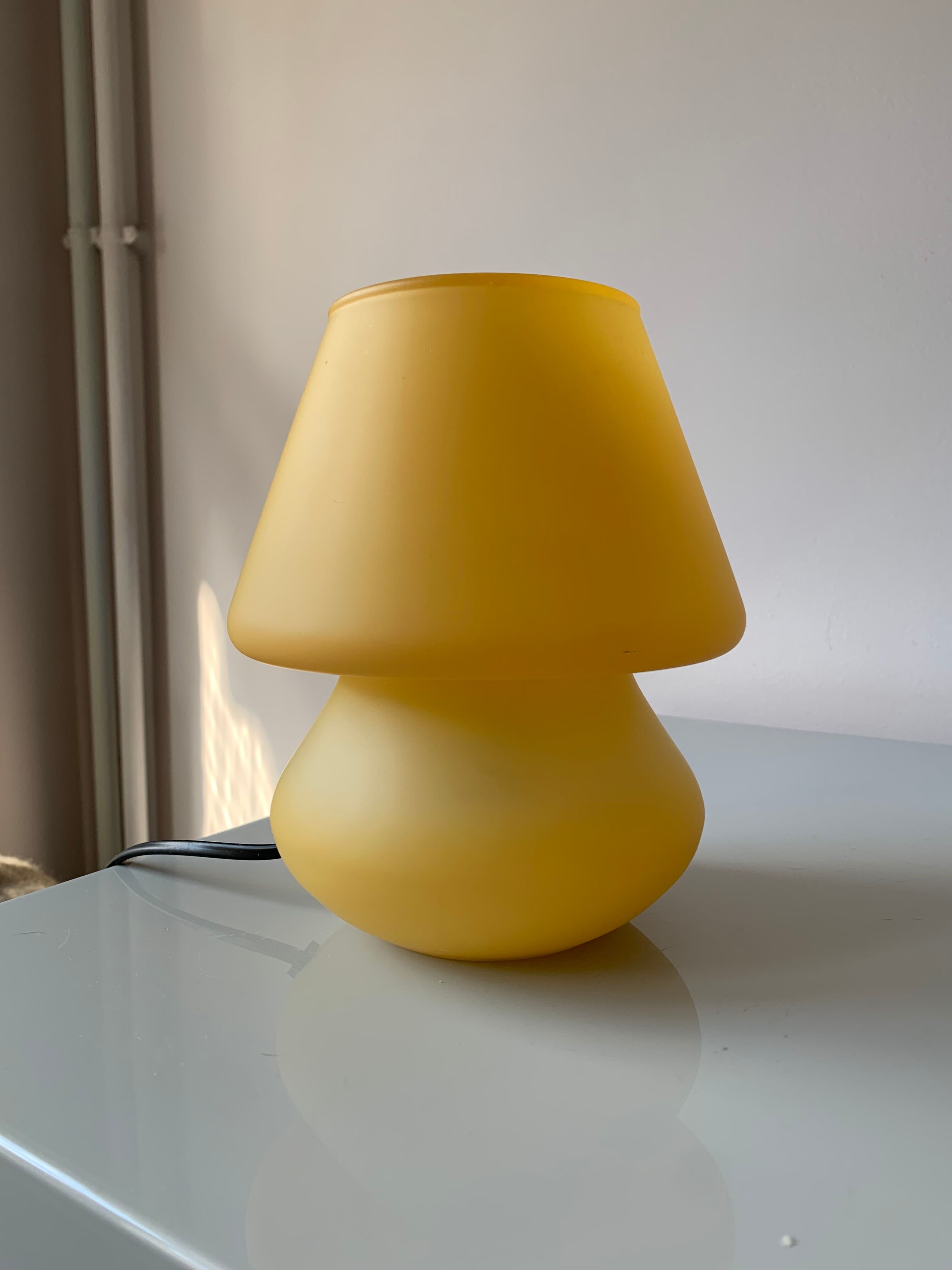 Vintage mushroom lamp in yellow glass habitat