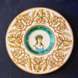 Italian faience plate with a female portrait decoration, Renaissance style.