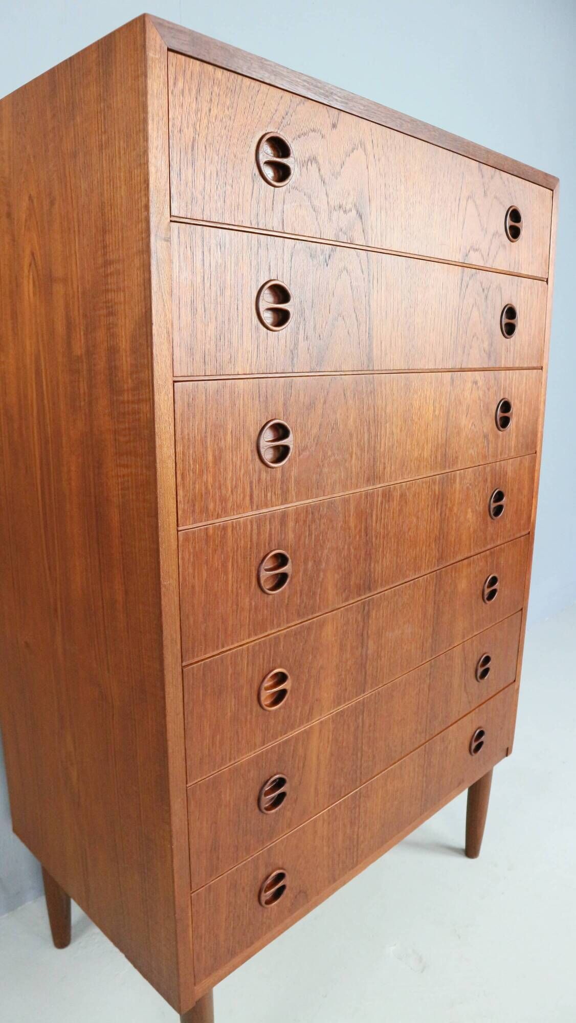 Mid-century modern Danish chest of seven drawers, tallboy in teak, 1960s