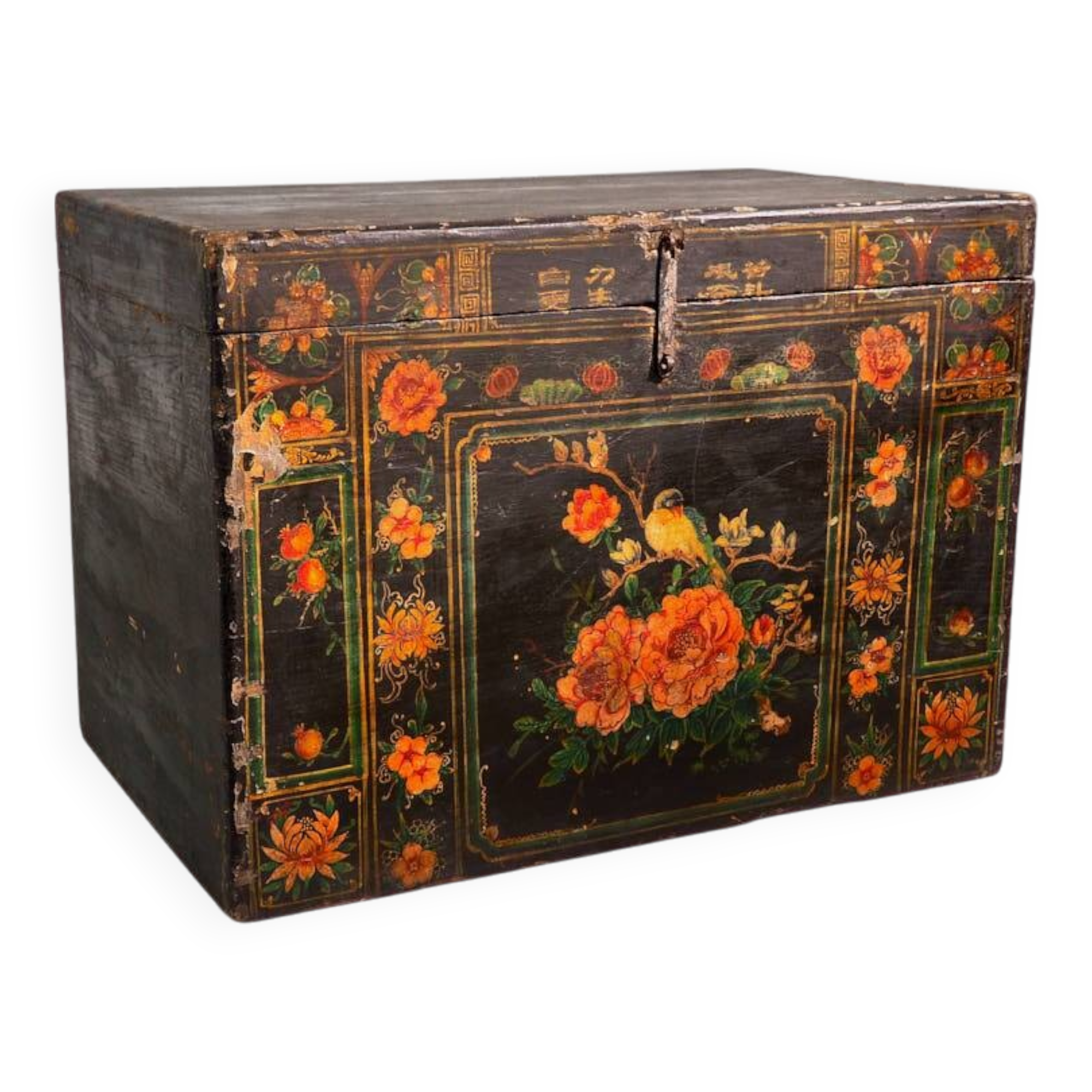 Illustrated Chinese wooden trunk with original patina (China, 1900) #26