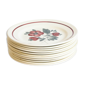 Set of 11 dessert plates Sarreguemines, Champagne model, vintage French
