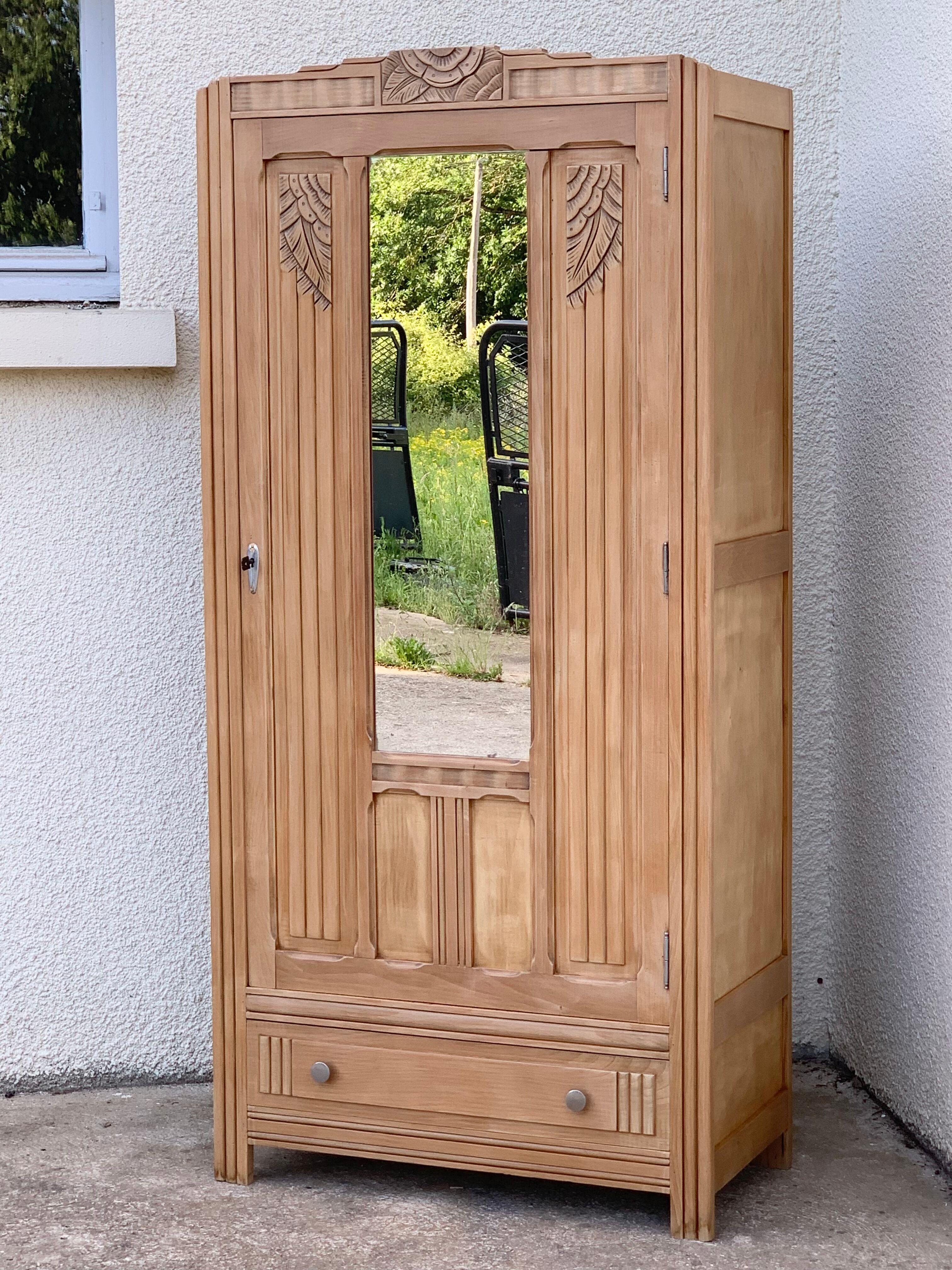 Parisian wardrobe art deco wood brut