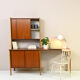 Scandinavian desk with bookcase and compartment with sliding doors