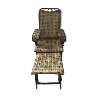 Chaise longue en rotin tressé 1920/1930