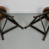 Pair of Industrial Steel Factory Stools By Rowac Robert Wagner Chemnitz, 1930s