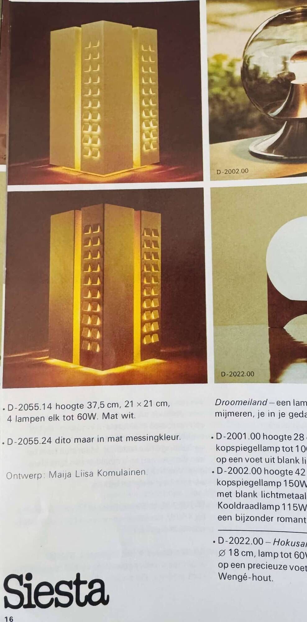 D-2055.14 Siësta Table Lamp By Maija Liisa Komulainen For Raak Amsterdam, The Netherlands 1970S
