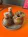 Salt and pepper shaker set with mustard pot in stoneware
