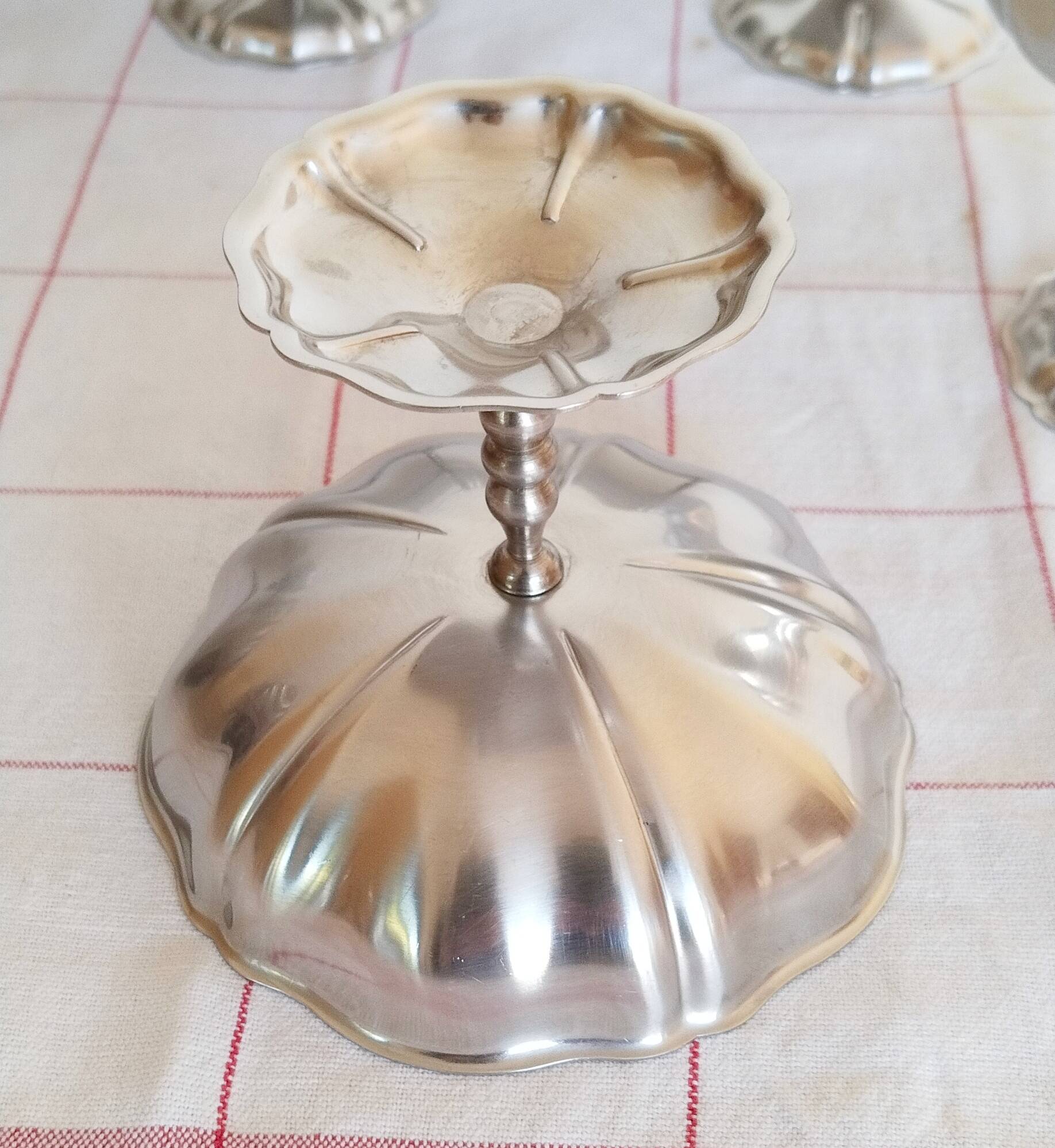 Set of 6 large ice cream cups, in 18/10 stainless steel (ref 17)