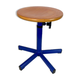 Vintage blue industrial swivel stool 1970