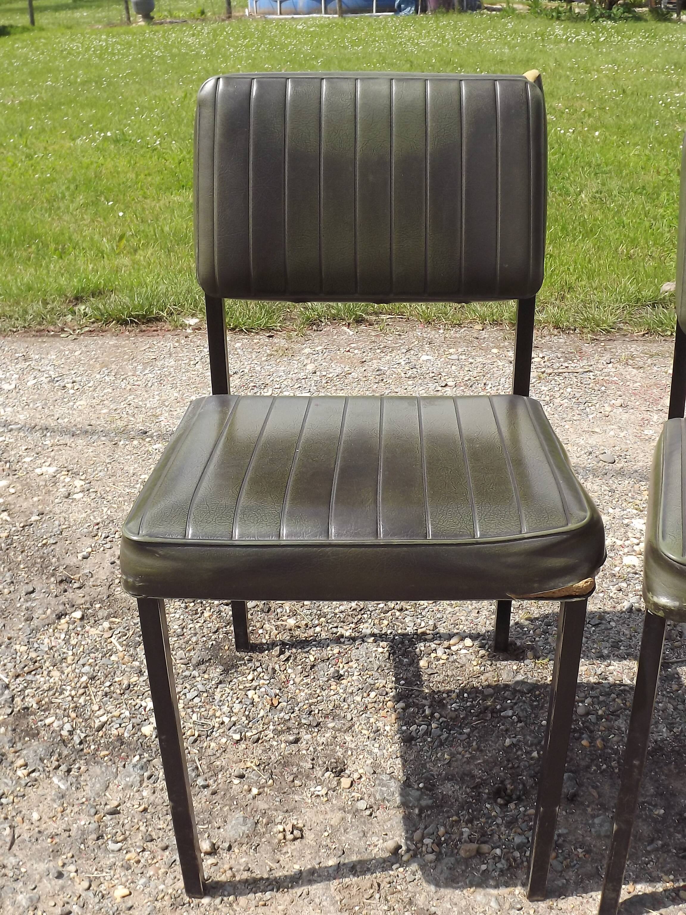 Pair of chairs 60s iron and skai