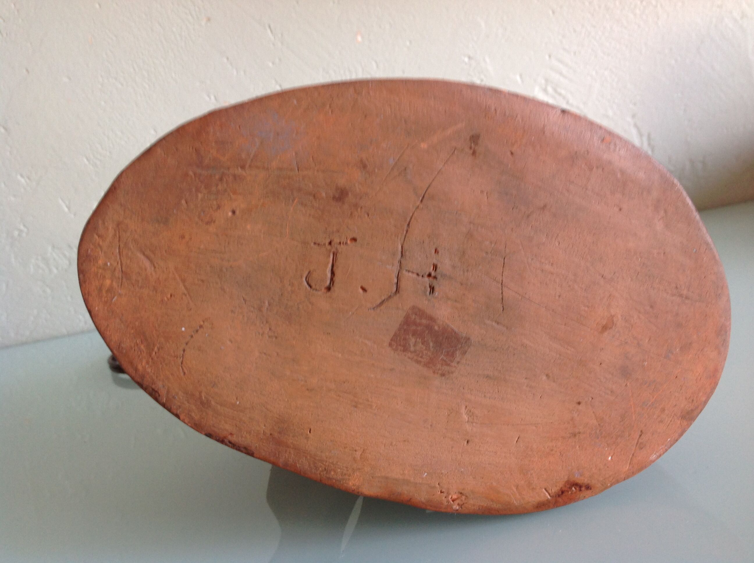 Ceramic lamp terracotta and lampshade wool 50/60