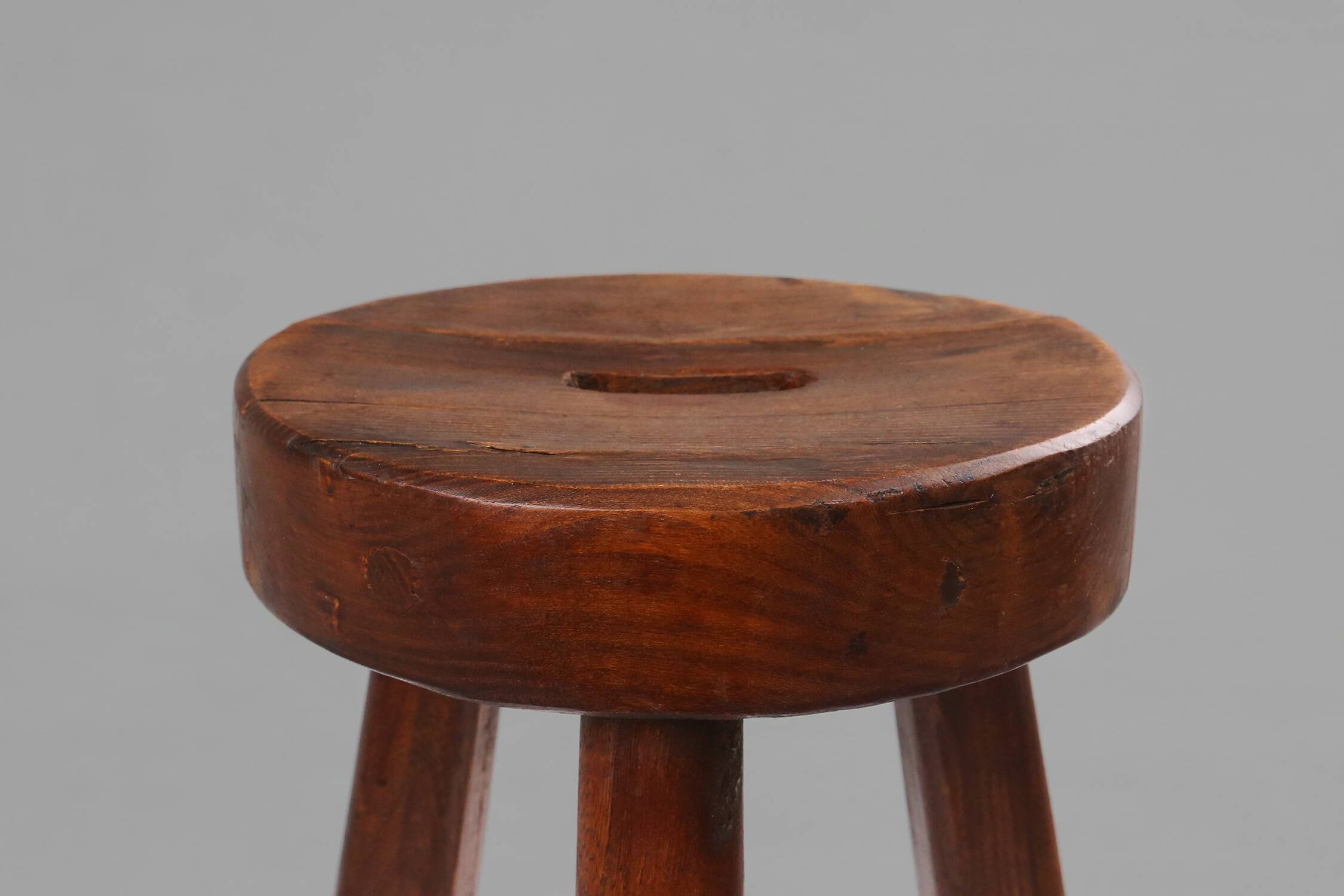 Rustic Wooden Stool with Handle, 1920s