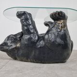Sculptural black bear coffee table, 1970s
