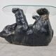 Sculptural black bear coffee table, 1970s