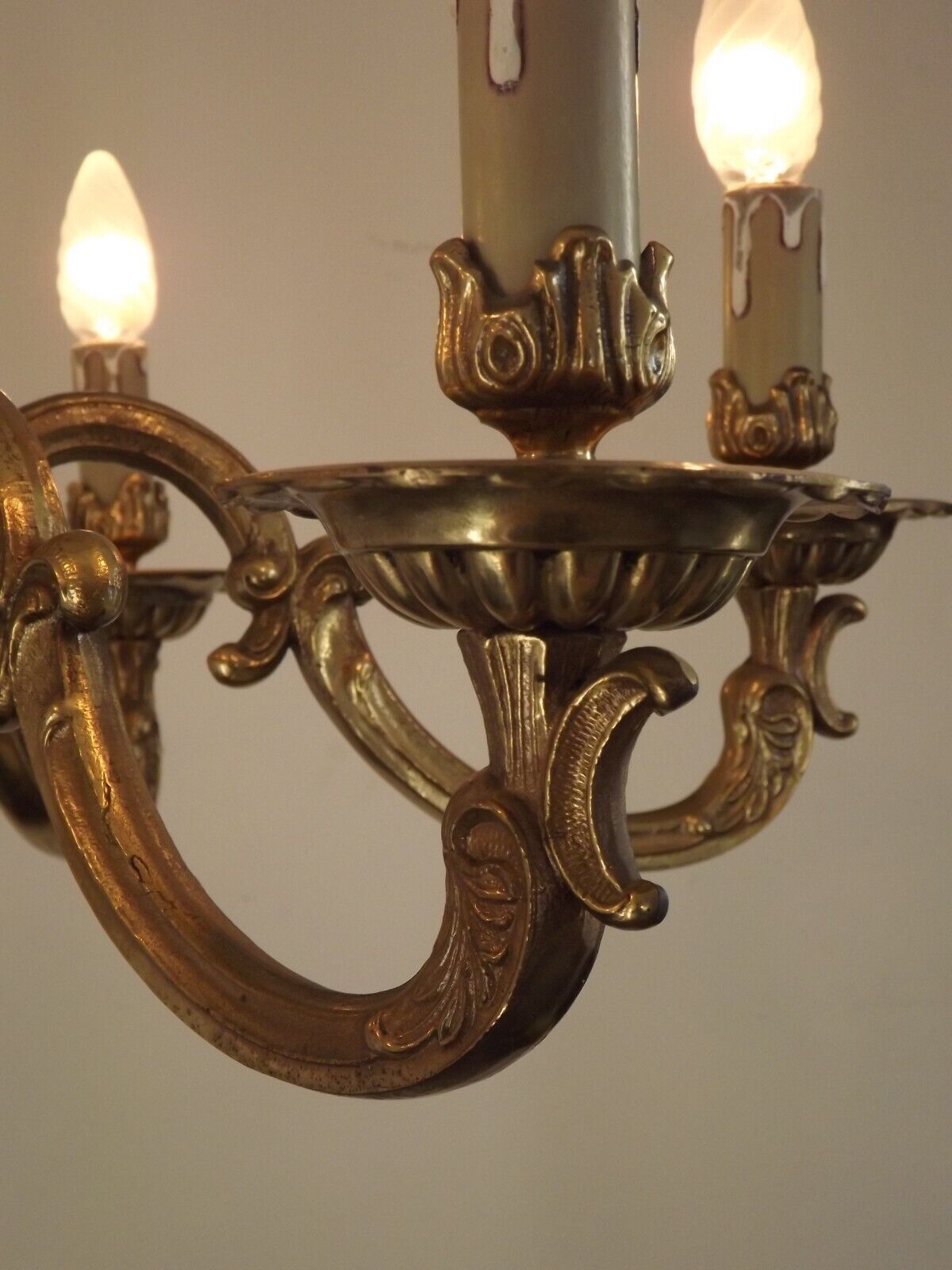 Stunning French Antique Art Nouveau Quality Bronze 6 Light Chandelier 3899