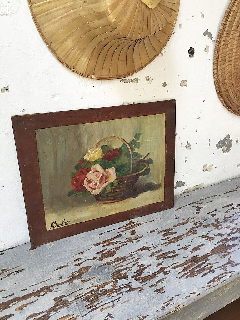 Painting flowers old oil