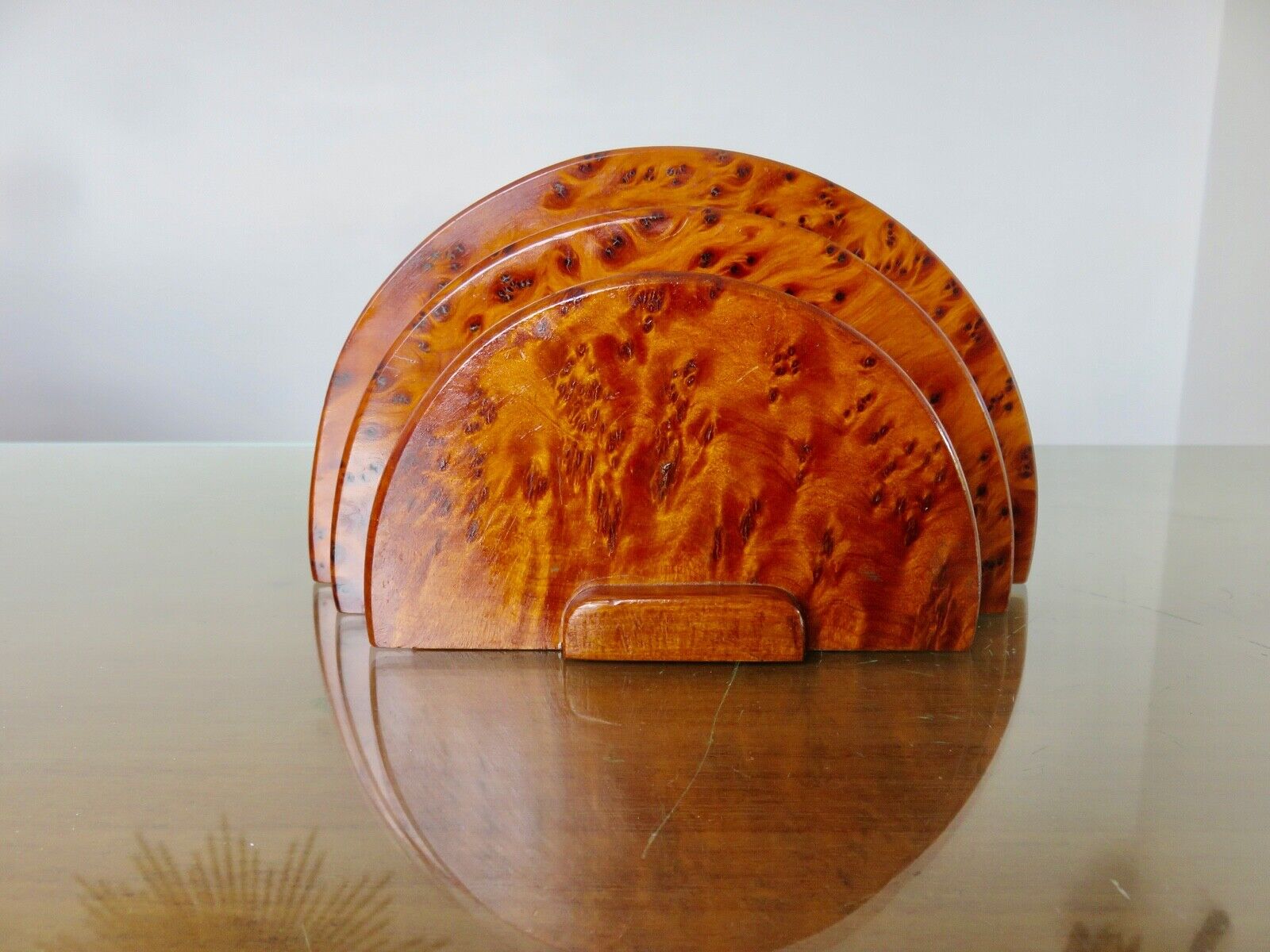 Art deco letter holder in elm burl 1930