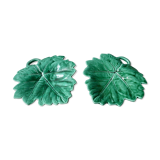 Set of 2 leaf-shaped bowls, Sarreguemines France