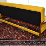 Scandinavian-style yellow boucle sofa with folding function, 1960s